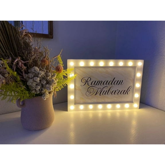 Ramadan Mubarak Light Up Sign | LED Ramadan Decor | Eid Decor | Islamic Light Photo Block