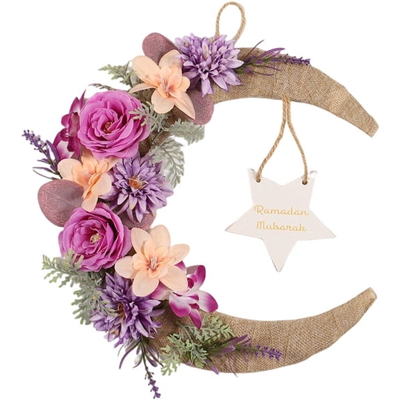 Ramadan Mubarak Wreath Artificial Summer Garland Door Ornament Wall Decoration for Ramadan Decoration Home Office