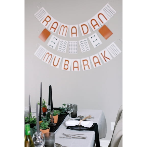 Ramadan Mubarak banner, The Nadifa Mudcloth themed Happy Ramadan Celebration Bunting Ramadan and Eid Holiday