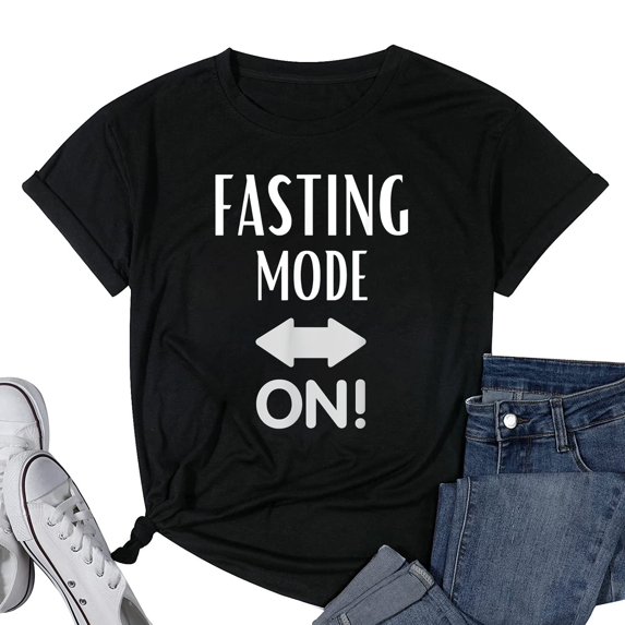 Ramadan Shirt Women Funny Fasting T-Shirt Black 2X-Large