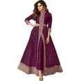 thumbnail image 1 of Ramadan Special Pakistani Anarkali Gown Dress Designer Indian Salwar Kameez Suits ( Purple, XXL - 46 ), 1 of 5