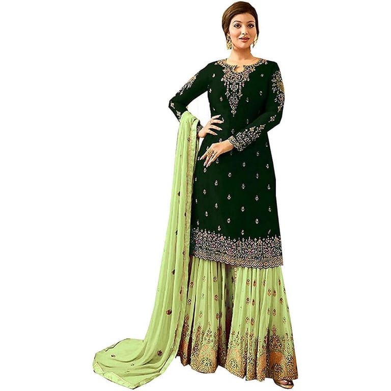 Ramadan Special Pakistani Designer Salwar Kameez Suits Indian Sharara  Plazzo Dress ( Green, L - 42 ) - Walmart.com