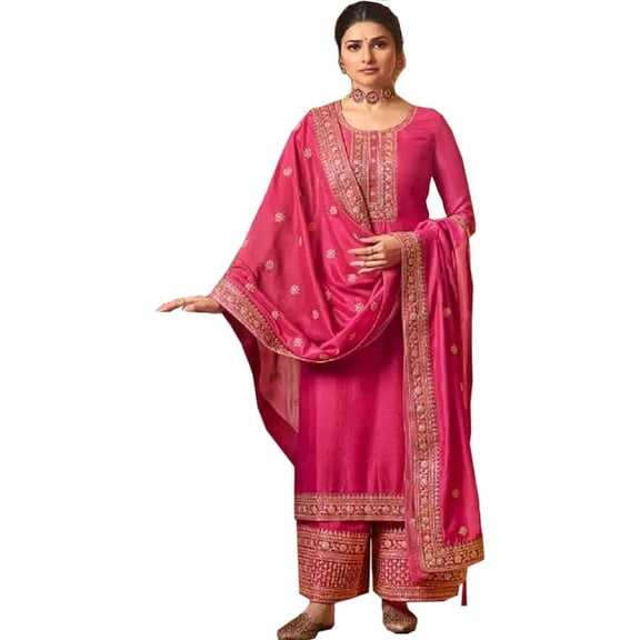 Ramadan Special Stitched Indian Salwar Kameez Designer Pakistani Plazzo Suits ( Pink, M - 40 )
