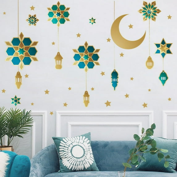 Ramadan Stickers Wall Decals Wall Sticker Islamic Muslim Wall Decals Stickers Mubarak Ramadan Lantern Star Decor For Home Living Room Bedroom Decorations Wallpaper Clearance Under 10$!
