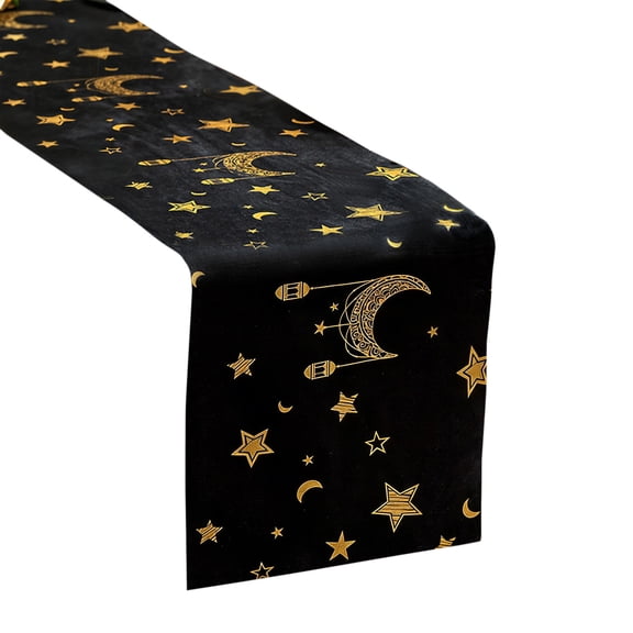 Ramadan Table Runner Linen Tablecloth, Heat Insulation Placemat Party Decoration, Festive Theme Dining Table Cover, for Holiday Gatherings and Family Dinners