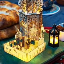 Ramadan Tray Eid Mubarak Serving Tray Hollow Palace Acrylic Mirror Tray Fruit Plate Tableware Dessert Platters Candy Dish Storage Container DIY Display Holder Ramadan Decor