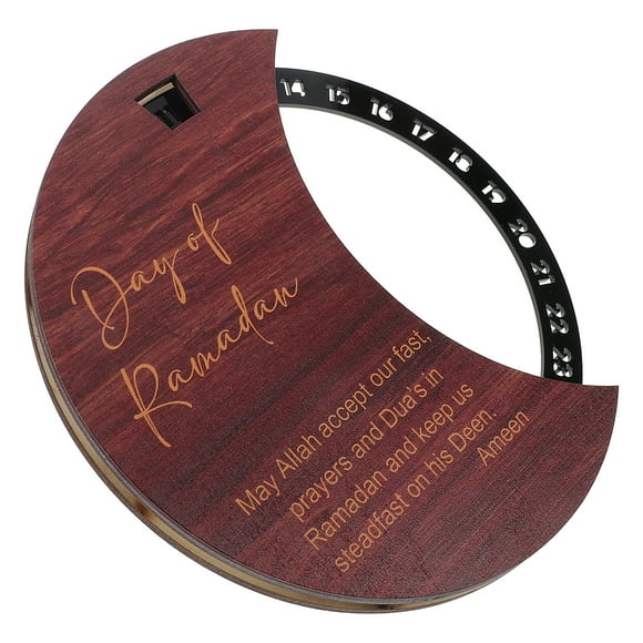 Ramadan Wooden Countdown Calendar Rotatable Acrylic Wheel Eid Mubarak Calendar Decorative Desk Calendar for Ramadan Festival