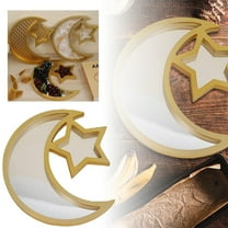 Ramadan Wooden Serving Tray - Moon Star Eid Mubarak Tableware for Dessert, Pastry, and Snack Display, Party Decor, and Home Tableware