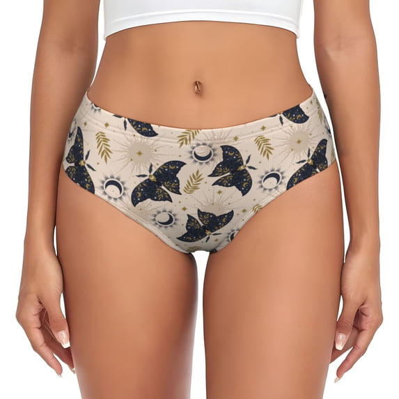 Ramadan moth Womens Briefs Underwear, No Show Seamless Underwear for Women, Soft Stretch Women's Panties, Classic Hipster Panties Bikini Underwear Briefs for Ladies