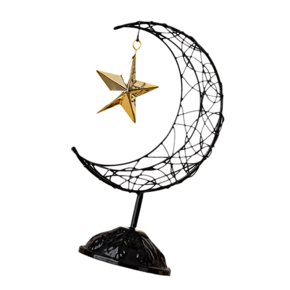 Ramadans Eid Table Decoration Metal Moons and Star Centerpieces Ornament with Base for Muslims Festival Party Supplies