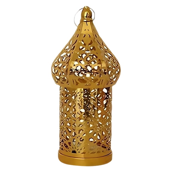 Ramadans Golden Hollow Iron Lantern, Metal Ramadans Decorations for Home,13.5"