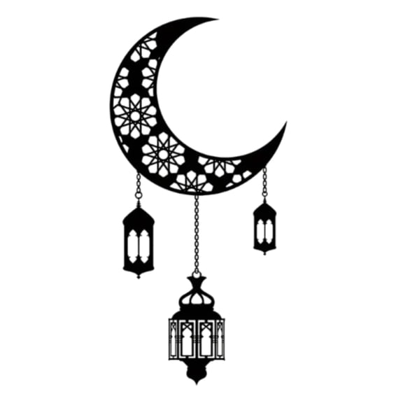 Ramadans Moon and Lanterns Metal Craft Wall Hanging Ornament for Home Decors