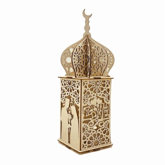 Ramadans Wooden Hollow Lantern Light Decorative Hanging Lantern Eid Mubarak Decorations for Party Wedding Home Decors
