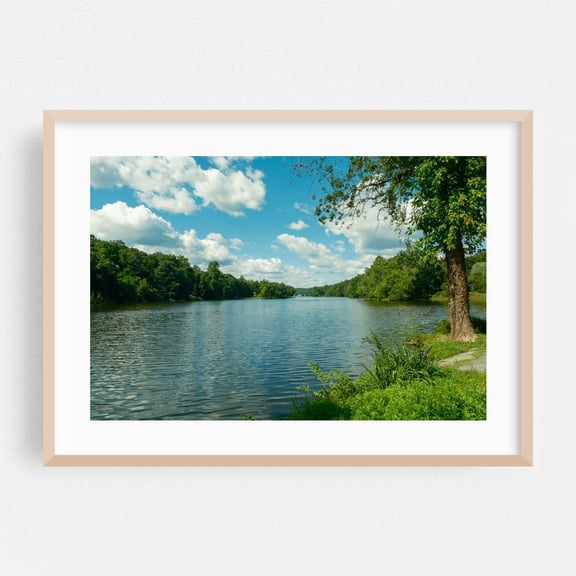 Ramapo River, Pompton Lakes 03 - Pompton Lakes New Jersey Photography Nature Landscape Scenic Water Forest Summer Oak Framed Wall Art Print 5 x 7 inches