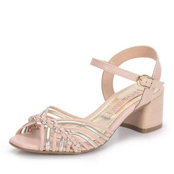 Ramarim 1548201 Caramel Woven Fashion Boho Chic open Toe Low Heel Nude Sandals (Caramel, 7)