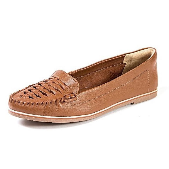 Ramarim 1581101 Made In Brazil Leather Slip On Rounded Toe Woven Moc Loafer (Caramel, 8)