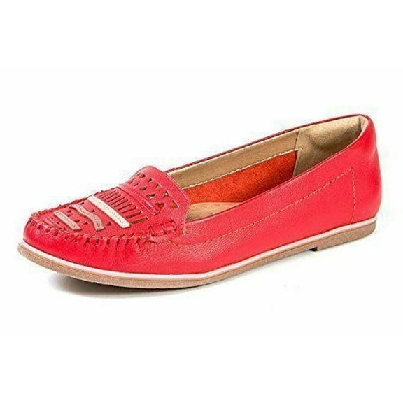 Ramarim 1581102 Red Total Comfort Leather Driver Cutout Applique Moc Loafers Shoes (Red, 8)