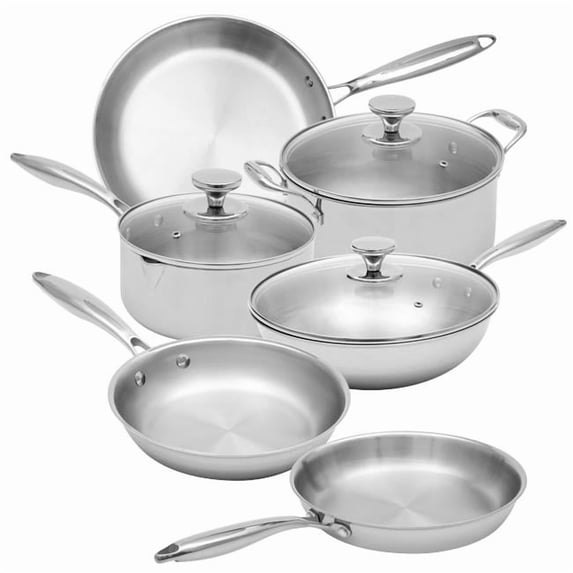 Ramart Studio Glass R5000-0 Arma Pro Tri-Ply Clad 18 & 10 Cookware Set - Stainless Steel