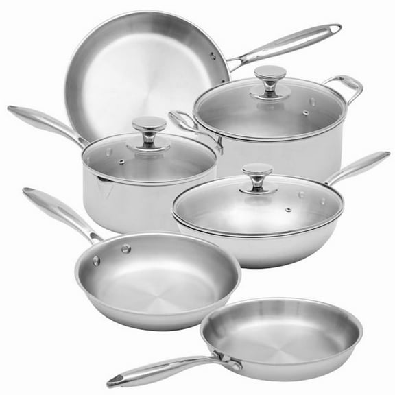 Ramart Studio Glass R5000-0 Arma Pro Tri-Ply Clad 18 & 10 Cookware Set - Stainless Steel