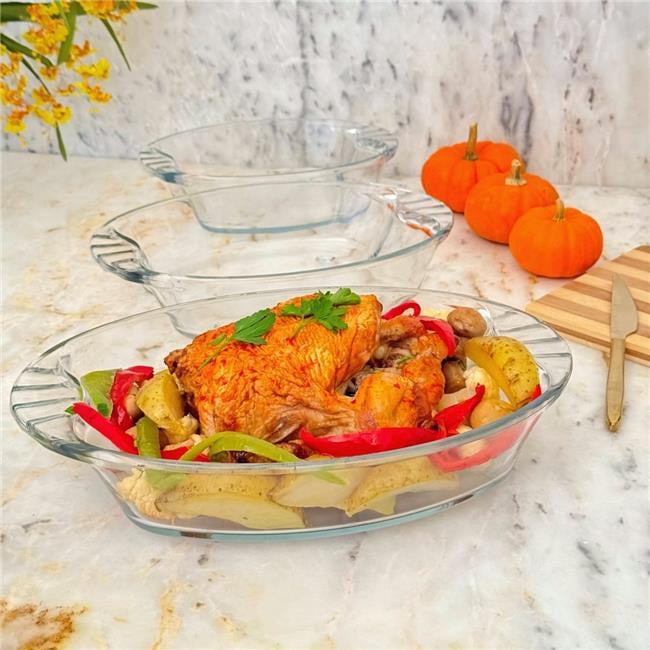 Prima Clear Cristalline Glass Oblong Oven Dish Set of 3