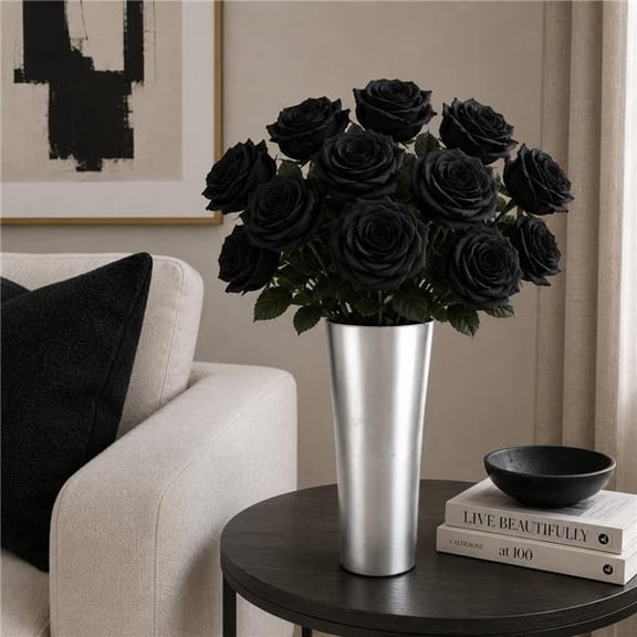Ramart Studio Glass R1822-2 12 in. Iris Silver Gilded Vase