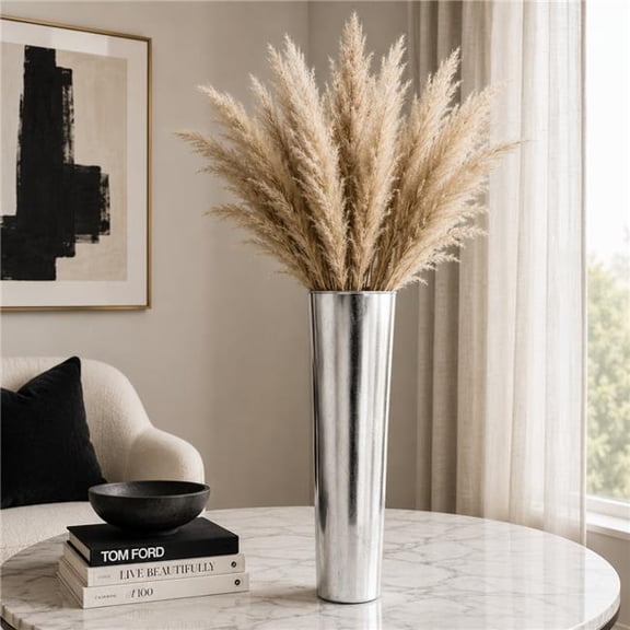 Ramart Studio Glass R1825-2 20 in. Iris Silver Gilded Vase