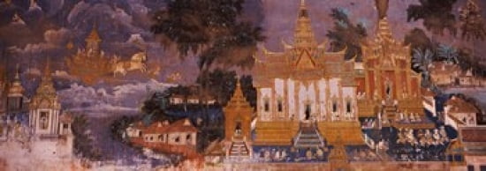 Ramayana murals in a palace Royal Palace Phnom Penh Cambodia Canvas Art - Panoramic Images (36 x 13)