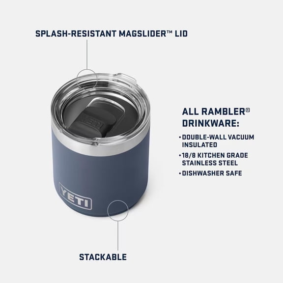 Rambler 10 oz Stackable Lowball 2.0, Vacuum Insulated, Stainless Steel with MagSlider Lid, Wetlands Camo