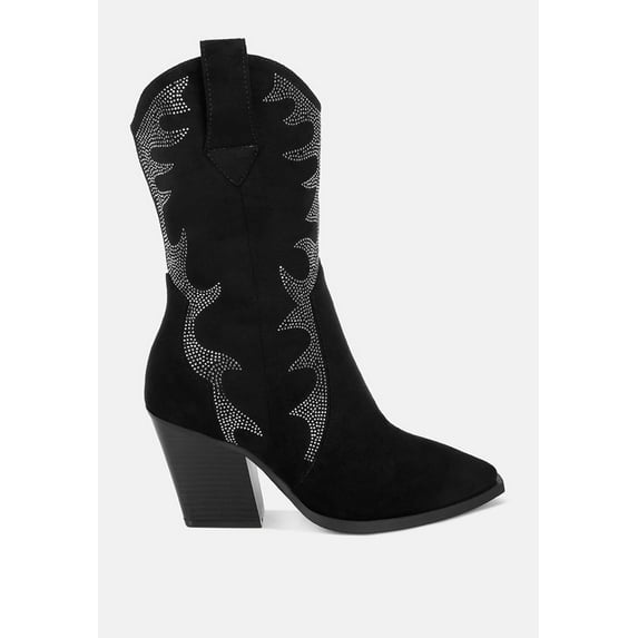 Rambler Rhinestones Embellished Calf Boots