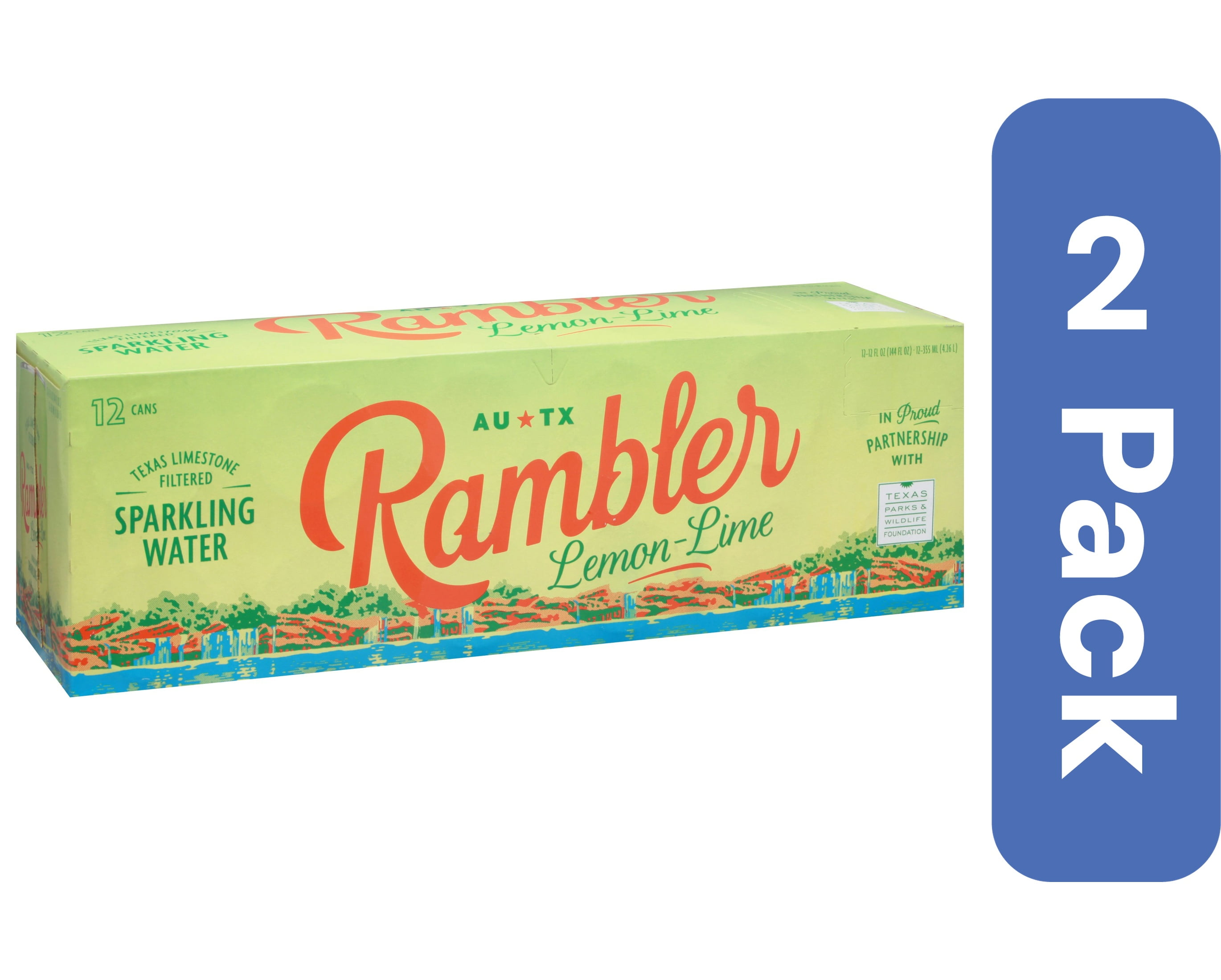 Rambler Sparkling Water Lemon Lime 12 Pack 144 fl oz (Pack of 2)