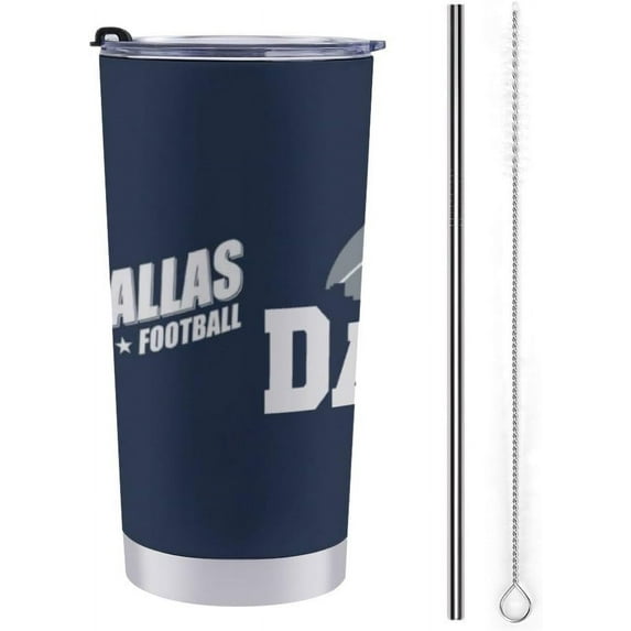 Rambler Stainless Steel Vacuum Insulated Tumbler Car Cup with Lid Funny Retro Solid Graphic for Dallas Football Skyline Star