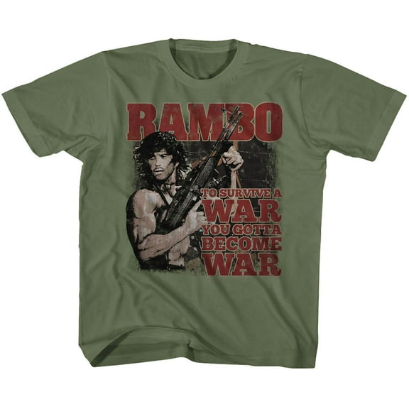 Rambo Become War Military Green Youth T-Shirt
