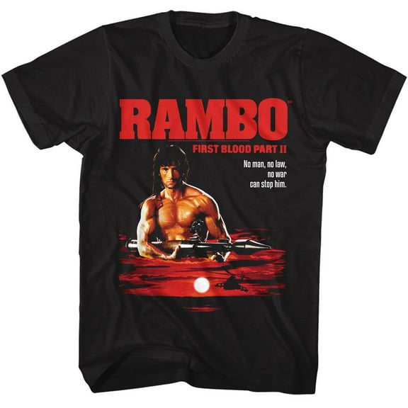 Rambo Cant Stop Him Black Adult T-Shirt