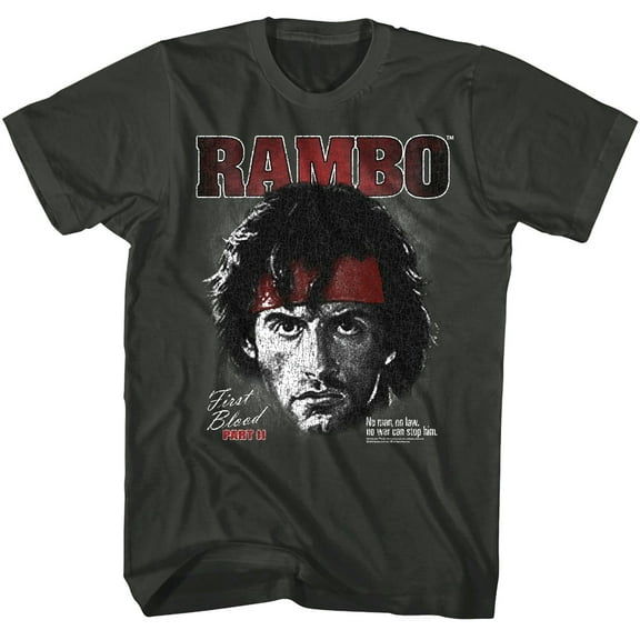 Rambo First Blood Part 2 Extreme Close-up Men's T Shirt (Charcoal, AdultL)