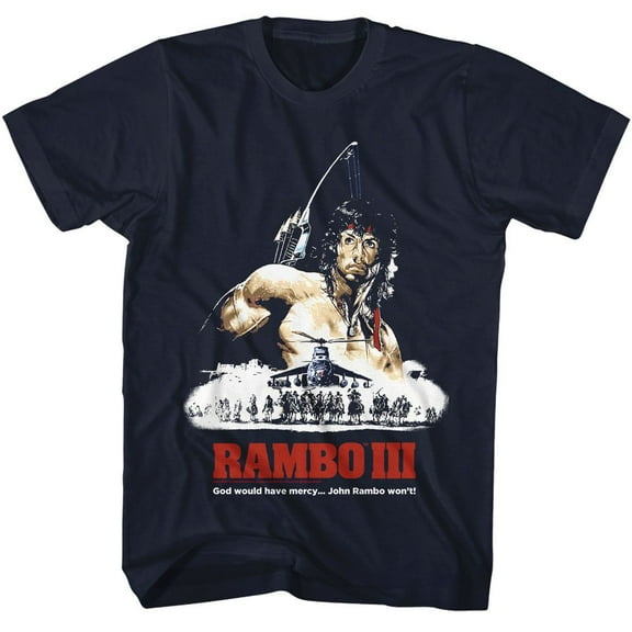Rambo God Would Have Mercy Navy Adult T-Shirt