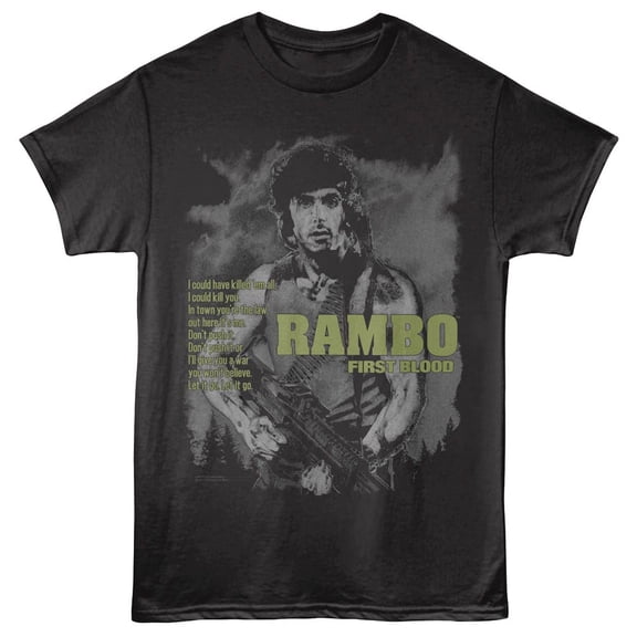 Rambo Let It Go Men's T Shirt (Black, AdultM)