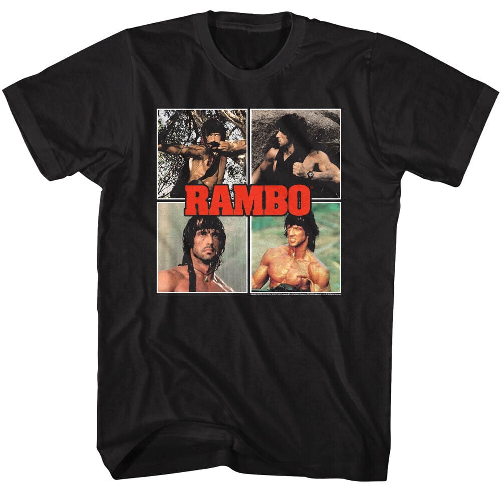 Rambo Many Moods of John Men's T Shirt Quadruple Threat