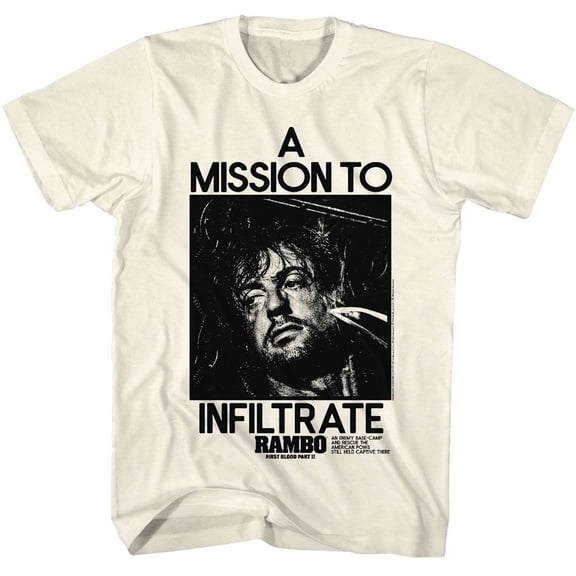 Rambo Mission To Infiltrate Natural Adult T-Shirt M