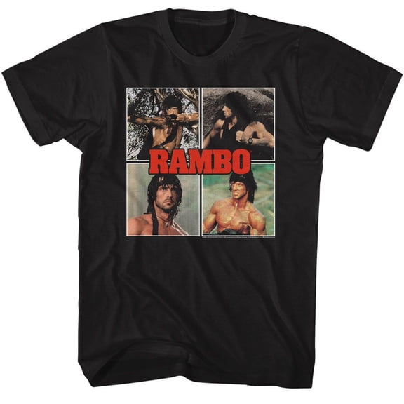 Rambo Multi Image Black Adult T-Shirt