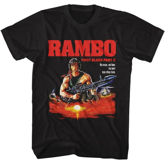 Rambo No Man No Law Black Adult T-Shirt
