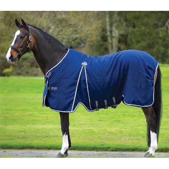 Rambo Optimo Stable Sheet (No Fill), Navy (Beige/Baby Blue Trim), Size: 75