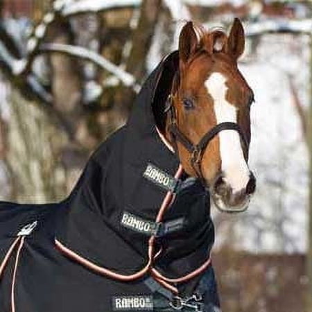 Rambo Optimo Turnout Hood (0g Lite), Black (Orange/Tan Trim), Size: Large