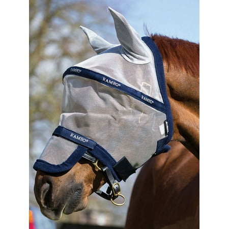 Rambo Plus Fly Mask Size | Full/Horse | Silver/Navy
