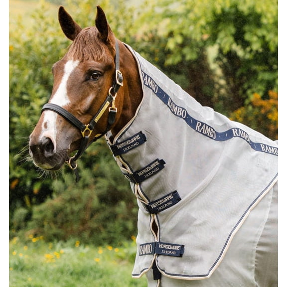 Rambo Protector Fly Hood (No Fill), Silver (Navy/White/Beige Trim), Size: X-Small