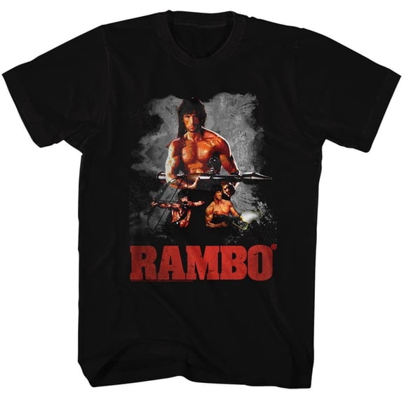 Rambo Three Way Black Adult T-Shirt