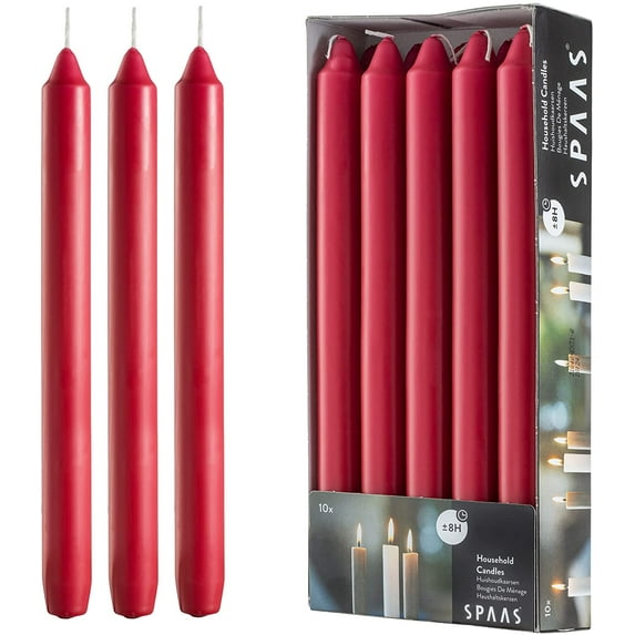 Rambue 9.5" Red Candlesticks, Set of 10 Red Candles for Home Decoration, Holidays and Weddings, 8 Hour Burn Time