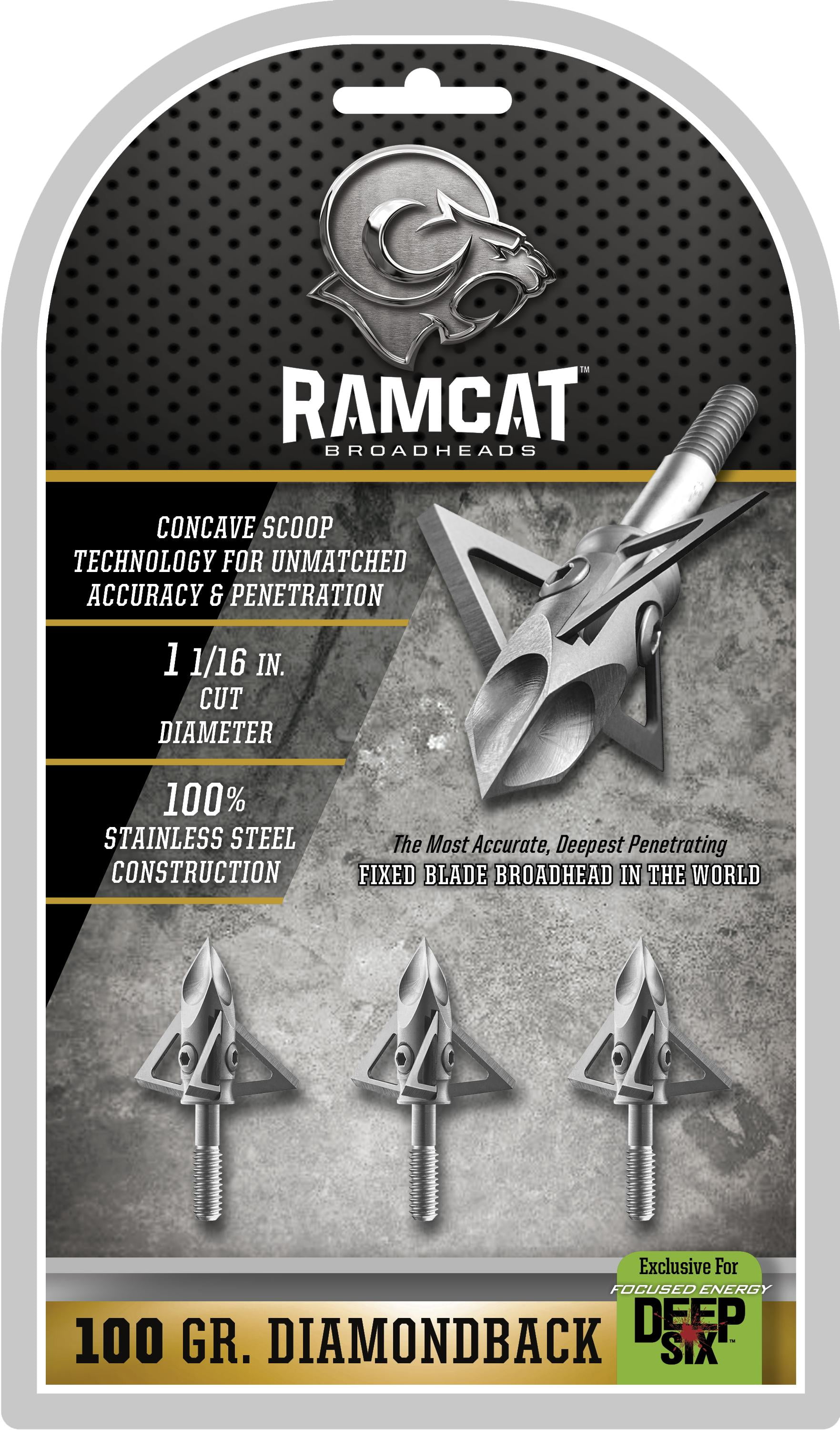 Ramcat Diamondback Deep Six 100 Grain Broadheads 3 Pack