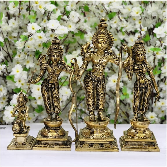 Ramdarbar Statue Hindu God Family Idol Ramdarbar Idol Ram Family Sculpture Indian Handcrafted God Statues Ram Parivar Sculpture Ram, Sita, Lakshman, Hanuman Statue Mandir Decor - AtoZ India Cart