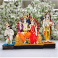 thumbnail image 1 of Ramdarbar Statue in Resin Lord Ram, Sita, Laxman & Hanuman Statue Ram Darbar Idol Hindu God Family Religious God Statue Ram Family Figure Ram Bhagwan Parivar for Temple Decor Gift - AtoZ India Cart, 1 of 5