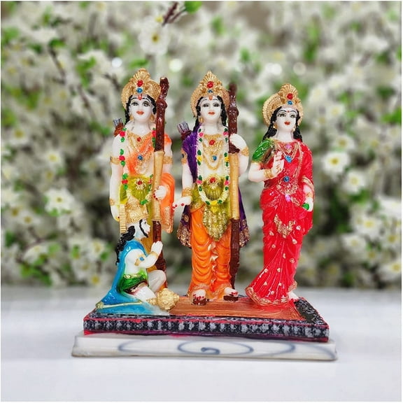 Ramdarbar Statue in Resin Ram Darbar Idol Lord Ram, Sita, Laxman & Hanuman Statue Hindu God Goddess Statue Ramdarbar Sculpture Indian Mandir Decor Indian Handcrafted Decor - AtoZ India Cart